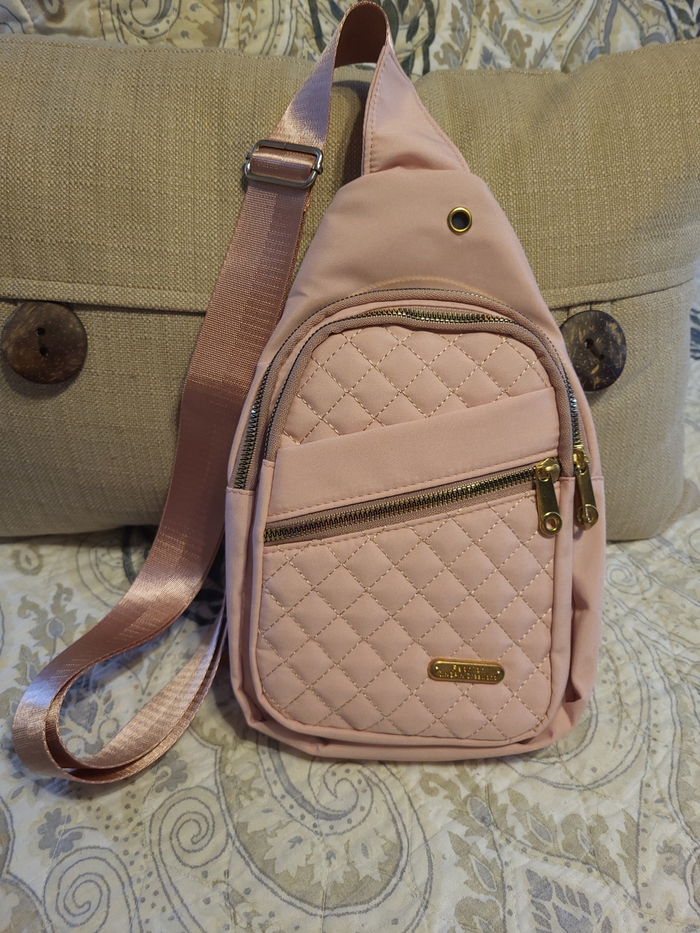 Quilted Pink Women's Sling Crossbody Bag - Brand